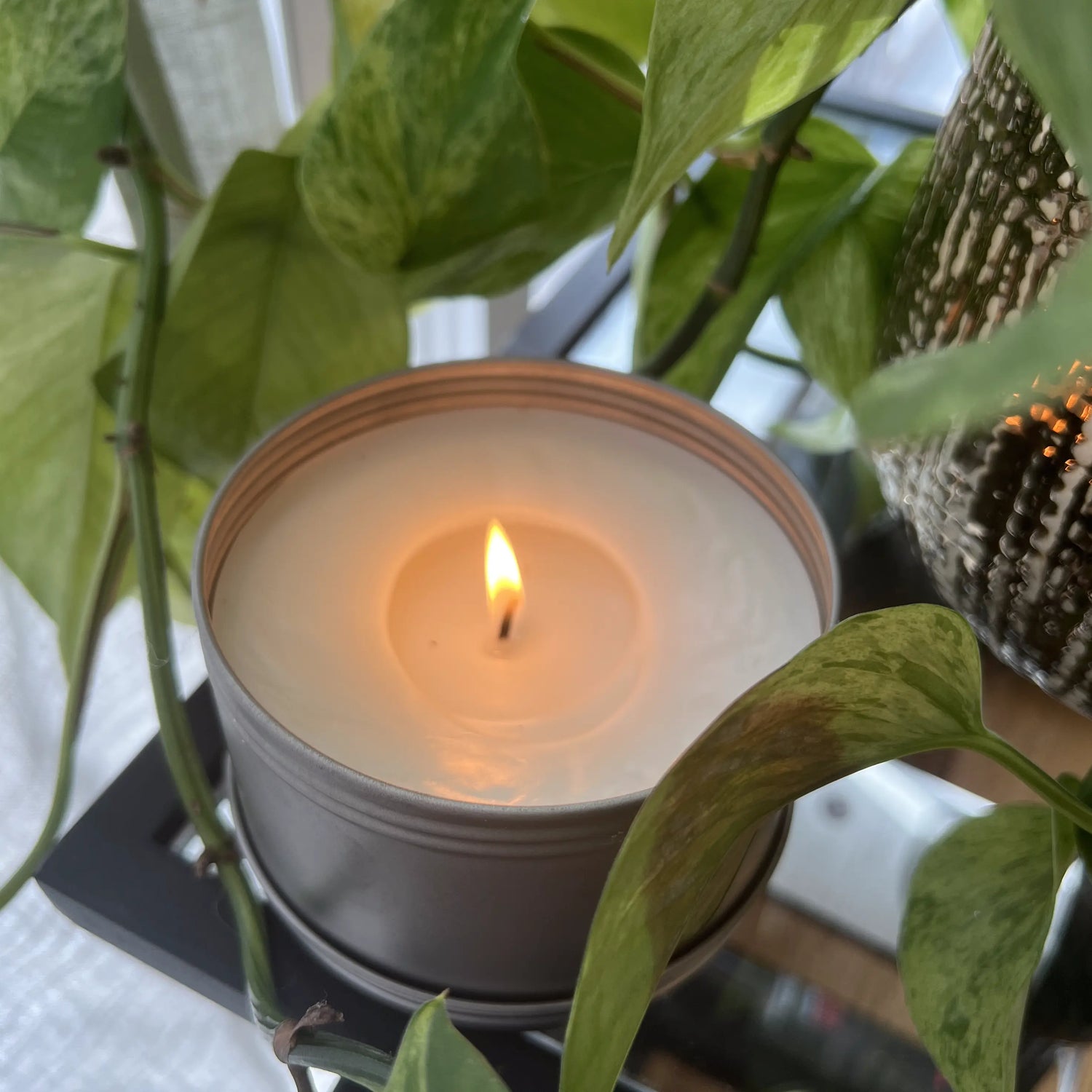 hand poured wax candle made from recycled wax