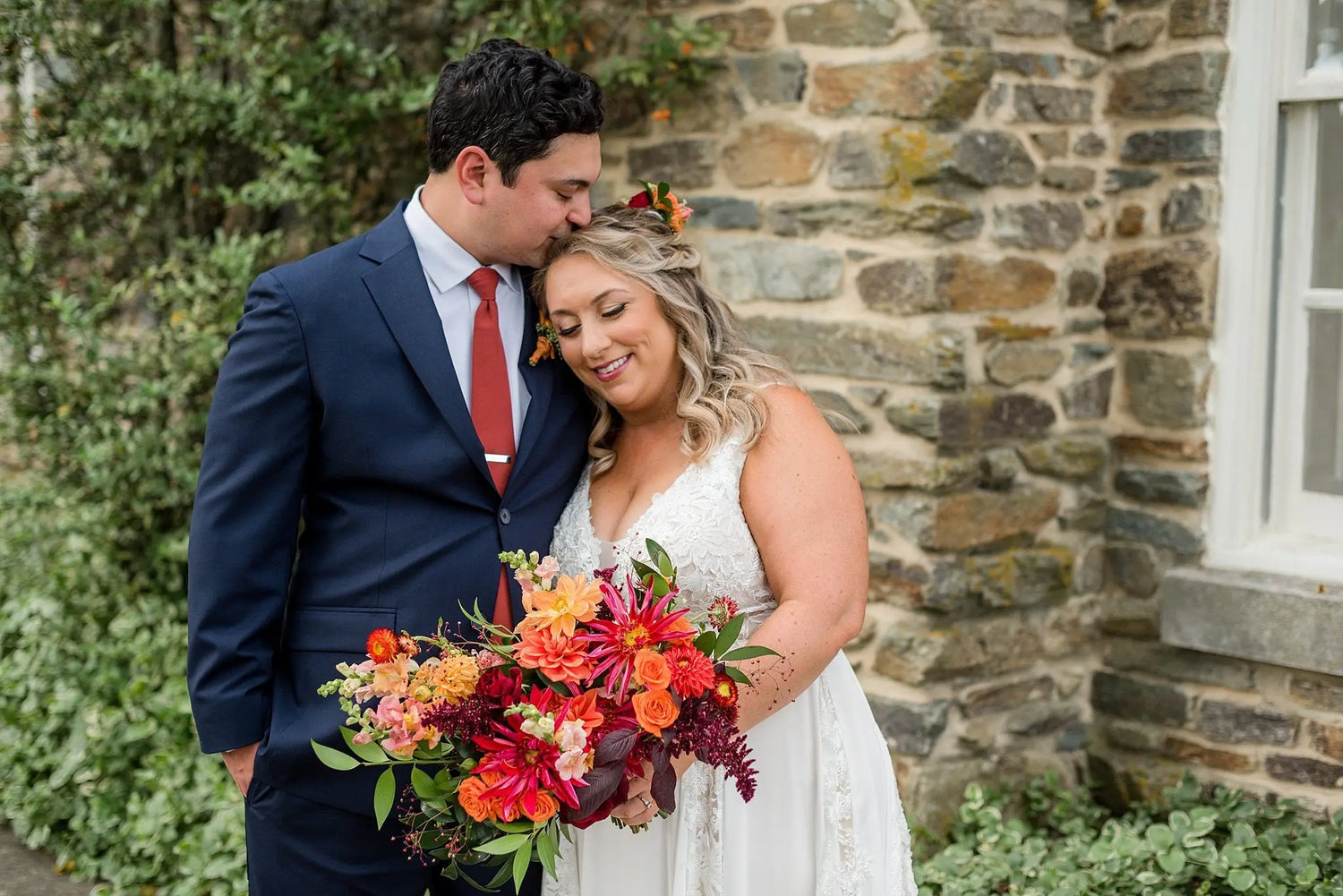 beautiful fall bridal bouquet with seasonal flowers